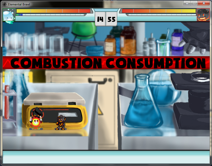 Elemental Brawl demo gameplay showing Combustion Consumption stage
