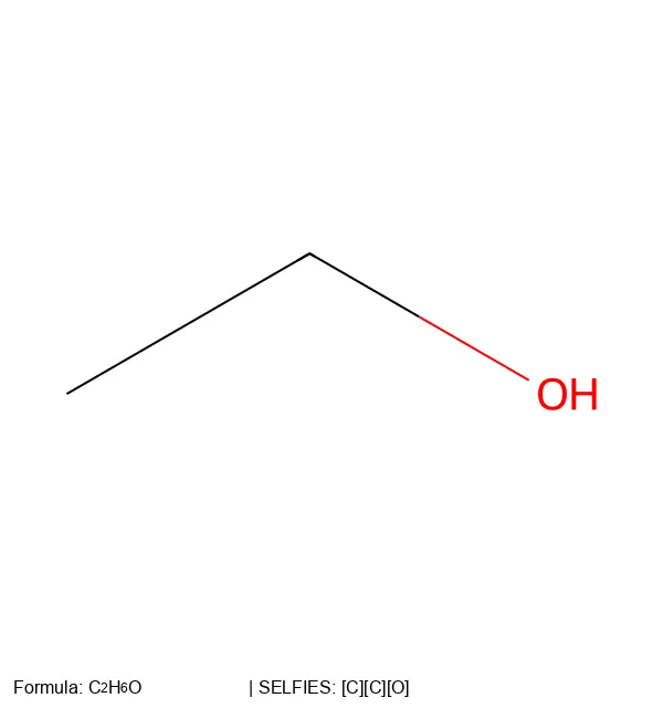Ethanol molecule from SELFIES