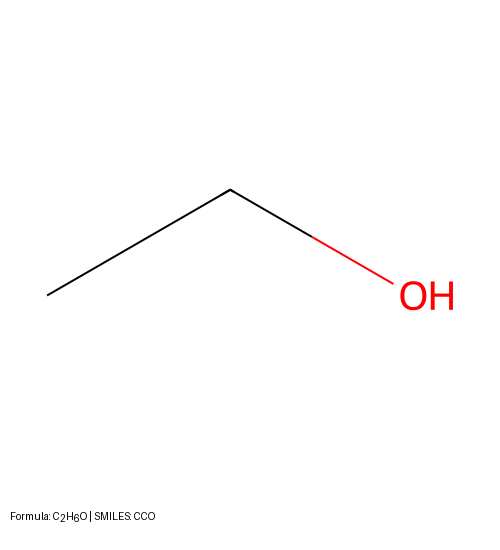 Ethanol molecular structure with formula C2H6O